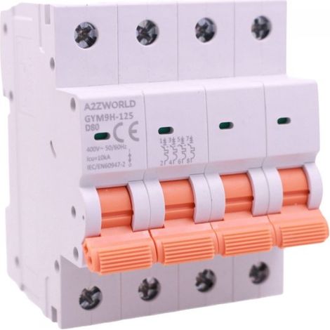 MCB Interruttore Magnetotermico Trifase 380V Curva D 4P 4M 10000A AC 400V IP20 GYM9H-125, Disponibili 80A 100A 125A (C80A)