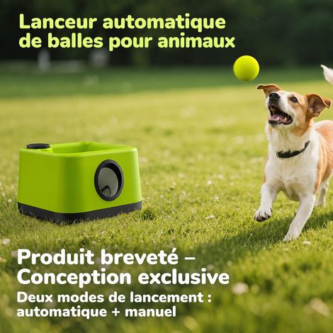Lanceur de balles interactif pour chien vert, tir automatique et manuel, balles ETPU, 28,5 × 28,5 × 20 cm, 1,8 kg – Livraison gratuite (1/5)