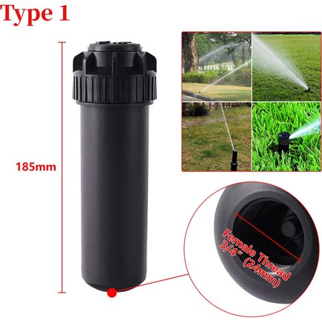 (Type 1) Arroseur rotatif de jardin à filetage femelle 3/4 pouce, orientable de 40° à 360°, avec 12 buses de rechange et 1 pièce. (1/5)