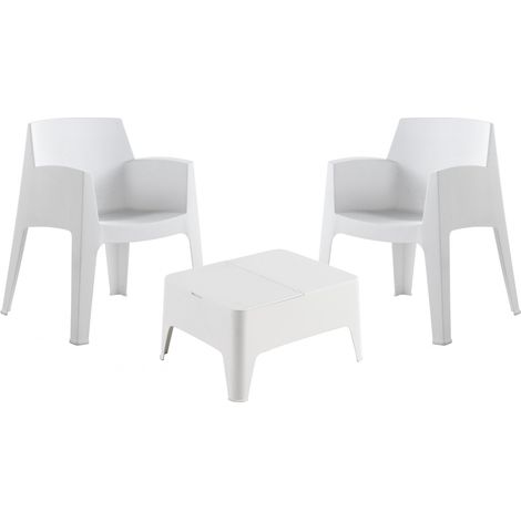 Ensemble de jardin et terrasse Sp Berner Costa avec 2 chaises 60x67x82 cm et 1 table d'appoint en résine 58x48x30 cm (1/8)