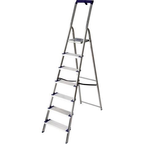 Scala in alluminio - gradini profondi mm 120 - Facal Maxi - Varianti: GM/7M - 7 grad - h (chiusa:227 - pedana:149 - alt lavoro:399)cm