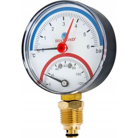 THERMOMANE-MANOMETER 1/2 DURCHMESSER 80MM 0-120 0-6 BAR VERTIKAL (1/2)