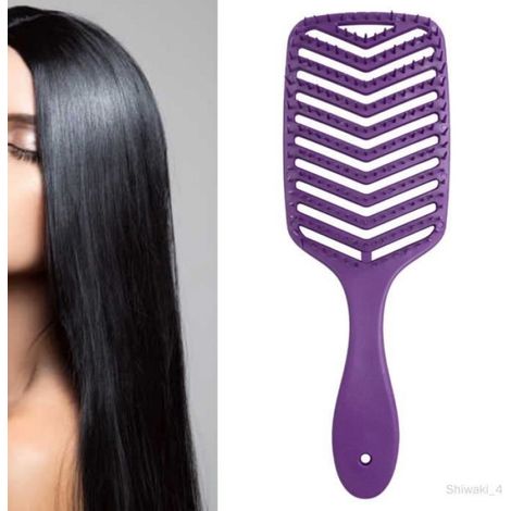 Brosse à cheveux incurvée professionnelle Flexible Utilisation humide et sèche Séchage par soufflage Coiffure Violet foncé (1/4)