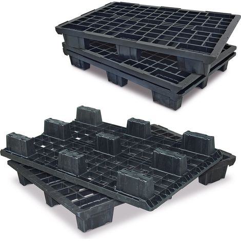 BRB 5x Leichtpalette im Euromaß, schwarz, LxBxH 1200x800x153 mm, Deckfläche durchbrochen … (1/3)
