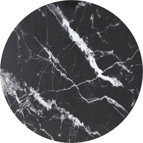 Table Top Black 70x0.8 cm Tempered Glass with Marble Design vidaXL