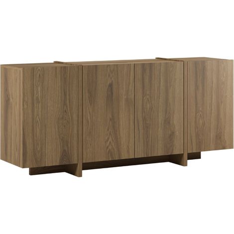 Buffet 4 portes avec pieds-séparations pleins aspect bois foncé - VIOLETA (1/5)