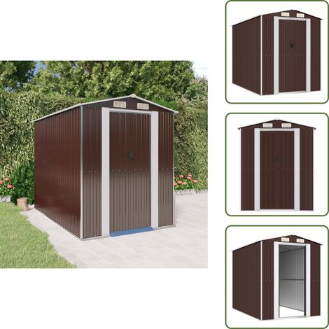 Geräteschuppen Dunkelbraun 192x274x223 cm Verzinkter Stahl - Geräteschuppen - Gartenhaus - Werkzeuglager - Außenschuppen - Gartenorganisation (1/5)