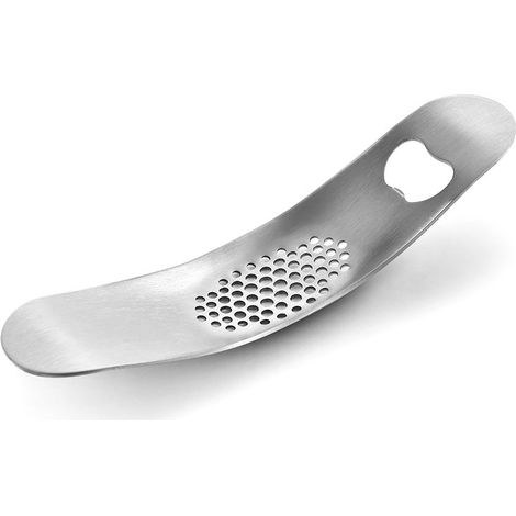 Knoblauchpresse, Zerkleinerer, Küchenutensil, Handmühle und 2-in-1-Flaschenöffner aus Edelstahl. (1/5)