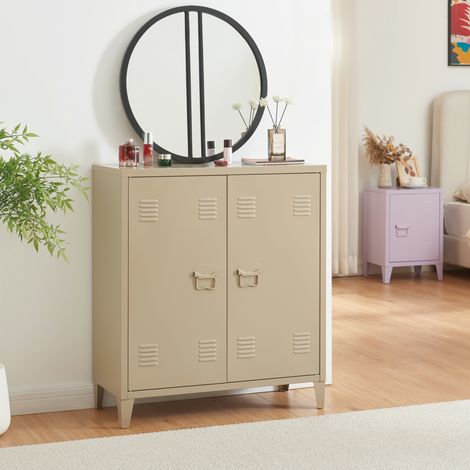 Metallschrank Oripää 90x80x33 cm Kamelfarben [en.casa]