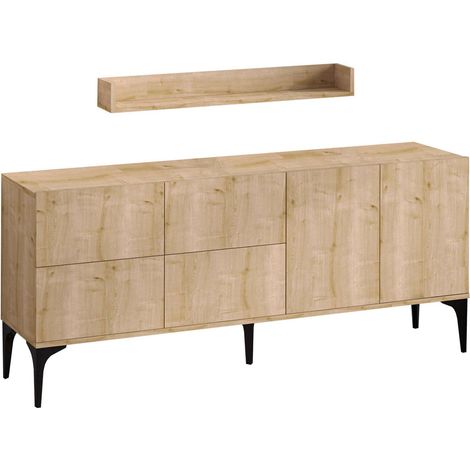 Cotecosy – Console murale en chêne saphir 180x55x40 cm – Panneau mélaminé 100% – Étagère murale incluse – Design scandinave (1/6)