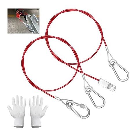 2 Pieces Detachable Rope, Rustproof Pendant with Carabiner Hook, 1000MPa, Tensile Strength, Lined with Glove, Detach Rope for Trailers and Caravans (1/5)