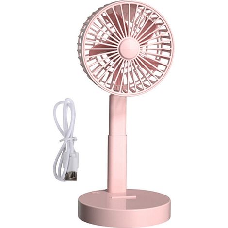 GARRYFIZH Ventilateur USB télescopique portatif pliant 3 vitesses Table silencieuse bureau debout pour chambre bureau Camping voyage rose (1/5)