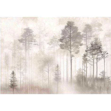 Papier peint mural forêt vintage arbres nature intissé grand format design intérieur salon chambre pas cher 400x280 cm (1/5)