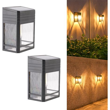 2 pièces rétro LED lumière solaire extérieure, applique murale solaire extérieure étanche, applique murale en tungstène, lumière chaude (1/5)