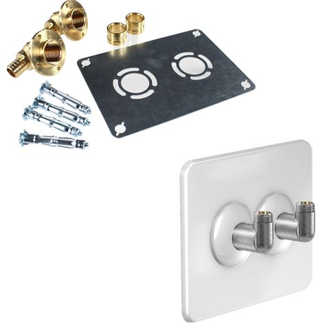 Kit Robifix + cache poli blanc avec coudes (Évier / Lavabo) 50mm PER Ø16 - Femelle 1/2" (15/21) à glissement - Watts