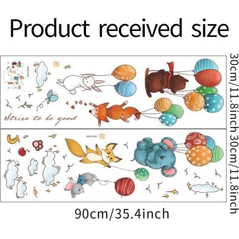 Stickers Muraux Enfants - Stickers Chambre Bebe Animaux Raton Laveur Renard Nuage Souris Éléphant Lapin1PCS(3090CM) (1/4)