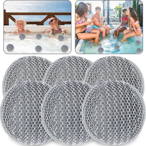 Set di 6 assorbenti in schiuma riutilizzabili per spa e piscine, spugna assorbente per olio, filtro galleggiante lavabile per mantenere l'acqua pulita (grigio) (1/5)