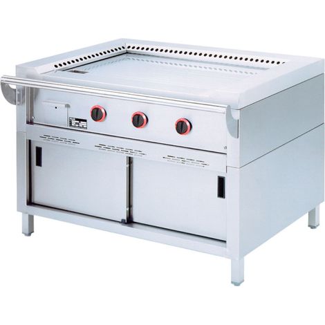 Plaque teppanyaki gaz 3 x 7 kw sur armoire - Diamond
