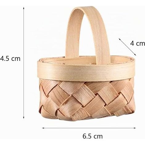 lyongqiang 12 Pcs Mini Woven Basket with Handle, Rustic Wooden Baskets for Home, Restaurants, Shops (1/4)