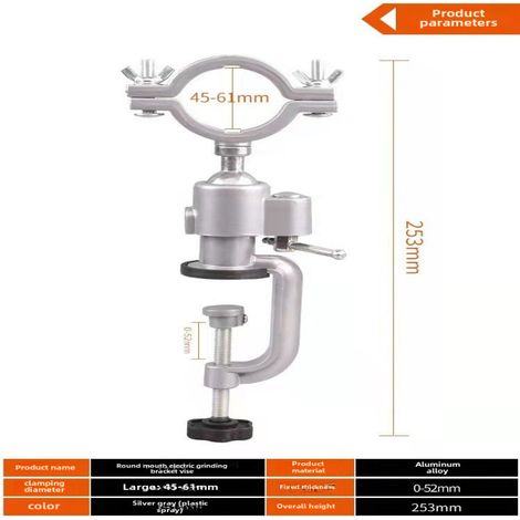 Étau rotatif multifonctionnel en alliage d'aluminium pour perceuse électrique, étau d'établi, mini perceuse à main, meuleuse électrique, support universel pour meuleuse d'angle (support pour meuleuse (1/5)