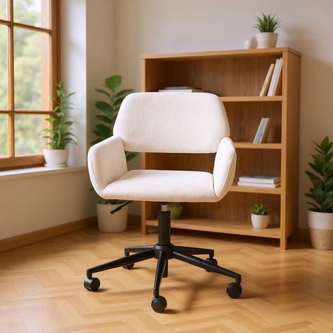 Chaise de Bureau Beige, Style Moderne, matériau Chenille, Hauteur réglable, Design Peu encombrant pour Le Bureau et Le Bureau à Domicile (1/5)