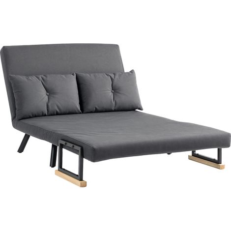 4-in-1 Velvet-Feel Double Sofa Bed,  Pillows - Dark Grey (1/5)