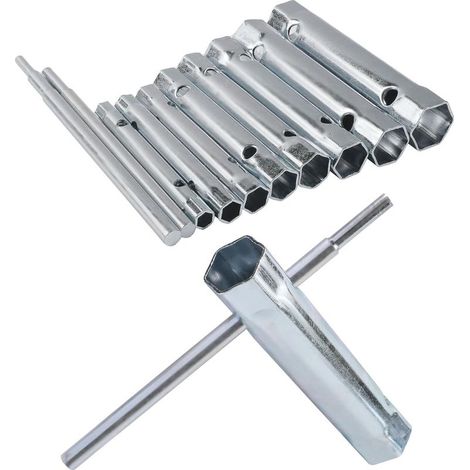 Cle A Bougie Tondeuse a Gazon,Jeu de Clé à Pipe Cle Robinet avec Tommy Bar,6-22mm Métrique Ensemble Tube Barre Clé à Bougie en Acier à,Convient pour Travaux Mécaniques (1/5)