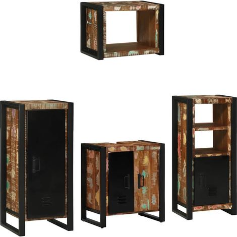 Juego de muebles de baño 4 pcs Madera reciclada maciza