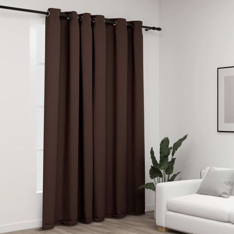 Rideau occultant,Décoration Chambre Fenêtre,Rideau Thermique Isolant Aspect de lin avec œillets Taupe 290x245 cm GDSVW99341 (1/4)