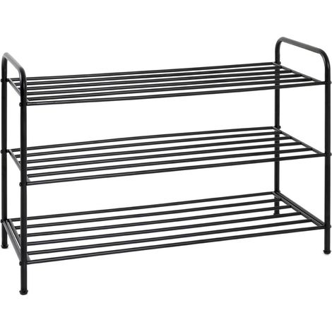 Etagère à chaussures, meuble à chaussures en métal coloris noir -longueur 83 x profondeur 35 x hauteur 58 cm (1/5)