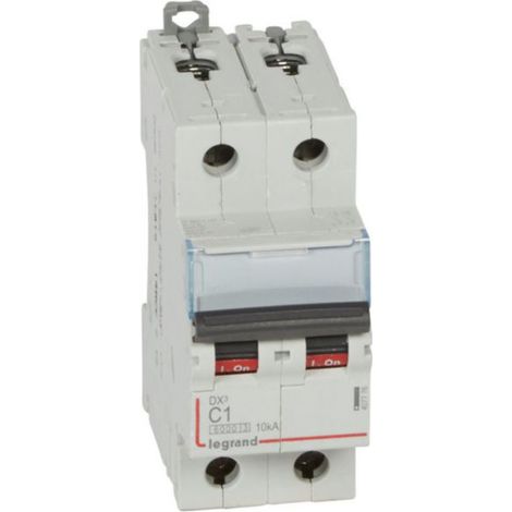 Disjoncteur DX³6000 10kA arrivée haute et départ bas à vis 2P 230V à 400V - 1A - courbe C - 2 modules - LEGRAND