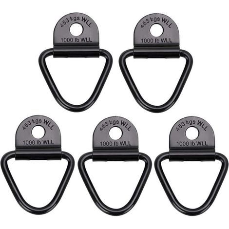 Lot de 5 Crochets d'Ancrage Remorque Cargaison Anneaux en V Noirs Forgés Capacité 1000 Lb (1/4)