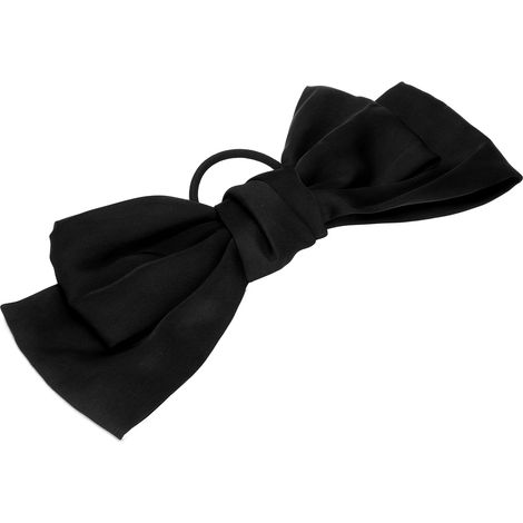 Bandeau Satin Élégant avec Nœud Papillon pour Fête d'Anniversaire Noir (1/5)