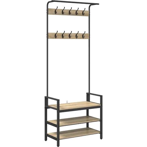 Porte-manteau rectangle contemporain entrée rangement pratique 75 x 34 x 184 cm en bois d'ingénierie chêne sonoma (1/5)
