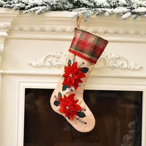 Weihnachtsdekorationen, Weihnachtsgeschenktüten, Weihnachtsschmuck für Zuhause, große 3D-Weihnachtsstrümpfe aus Leinen