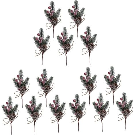 15pièces Branches Décoratives pour Noël Élégantes Fleurs Rouges pour Décoration De Maison Arbre Et Table (1/5)