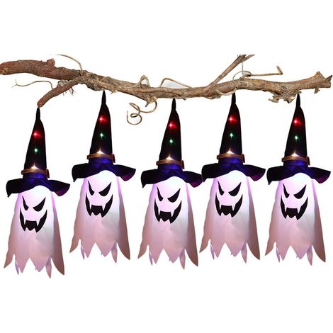 Lanterne Fantôme LED Halloween pour Décoration Maison et Fête - Chapeau Sorcier Lumineux (1/5)