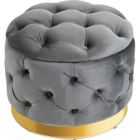 Pouf coffre en métal et mousse couleur gris charbon 55 x 55 x 42 cm (1/5)
