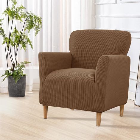 Housse de Fauteuil Ultra-Élastique en Tricot avec Accoudoirs, Housse de Protection pour Canapé de Contre Taches, Facile à Installer, Marron foncé (1/5)
