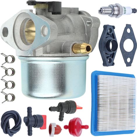 Kit de réglage carburateur et filtre à air 799868 pour moteur 498254 798170 498170 497347 498966 6,25 6,75HP Tondeuse poussée 675 190cc avec bougie, amorce et tuyau d'essence (1/5)