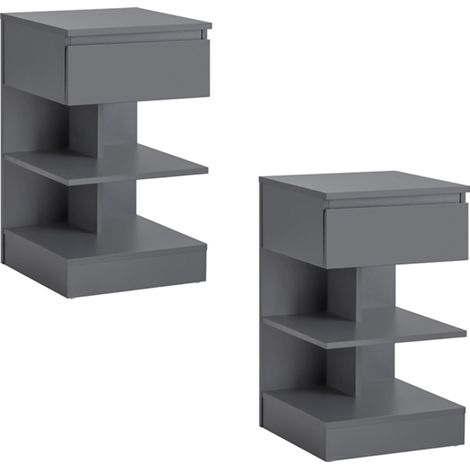 SoBuy Bedside Table Set With 1 Drawer Gray 38,99x38,99x65cm Functional FBT49-HGX2