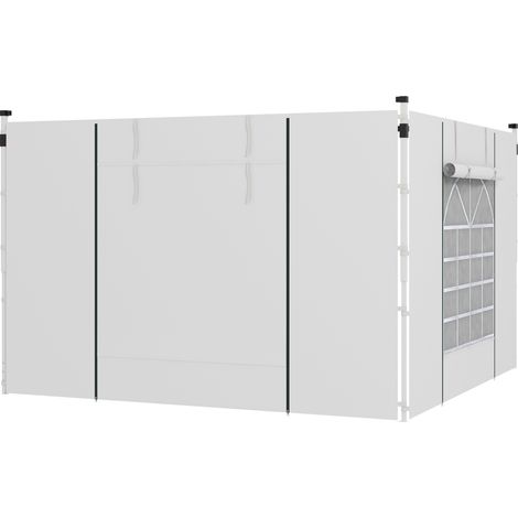 Set de 2 laterales para cenador 3x3/3x6 m con ventana y puerta, poliéster, blanco, HOMVRA (1/5)