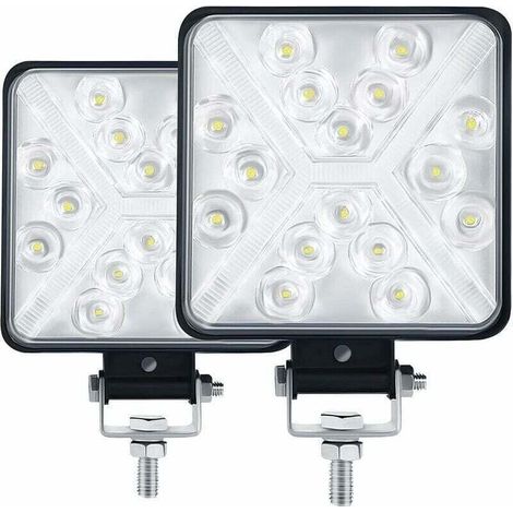 Paire de feux de travail à LED 4 pouces pour tracteur, 300 W 12 000 lm 6 000 K 4 x 4 IP67 pour moto, lentille carrée 8D, luminosité extrêmement élevée pour tracteur, SUV, camion, garage et jardin. (1/3)