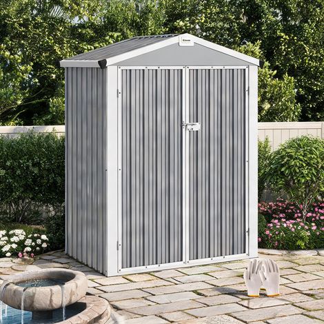 Abri de jardin gris en acero Galvanizado 133 x 87 x 178 cm (1/5)
