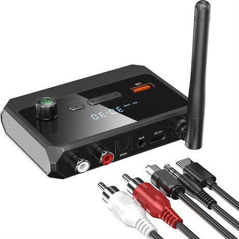 Récepteur Audio Bluetooth 5.3 - Sorties Aux Rca Optique Et Usb - Pour Amplificateur Et Enceintes Filaires - Noir (1/5)