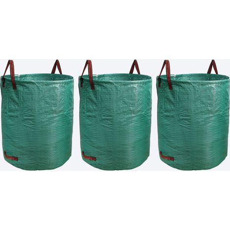 3X Gartenmüllsack Laubsack Gartensack mit Griffen - Rasensack Rasensack Müllsack Müllsack Gartenmüllsack grün,500L