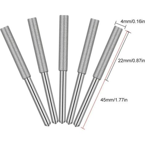 Kettensägen-Schärfgerät, Diamant-Kettensägen-Schärfgerät, Schleifköpfe, Schleifstein für Kettensägen, 4 mm, für Kettensägen-Schärfgerät, 5 Stück