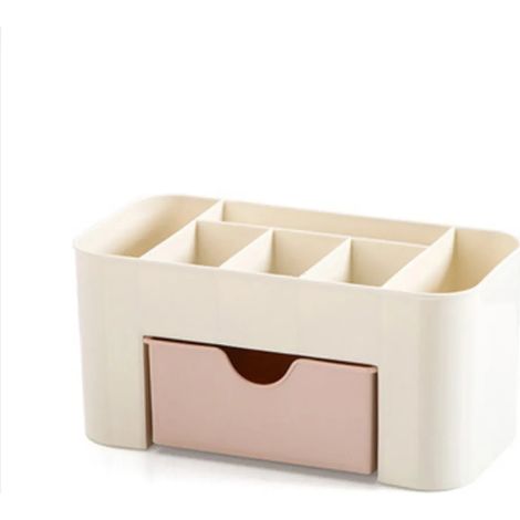 Coffret de Rangement Maquillage avec Tiroir, Organiseur Cosmétique pour Parfum et Rouge à Lèvres, Boîte de Bureau pour Salle de Bain, Commode et Table de Toilette, Rose (21 x 11 x 10 cm) (1/5)