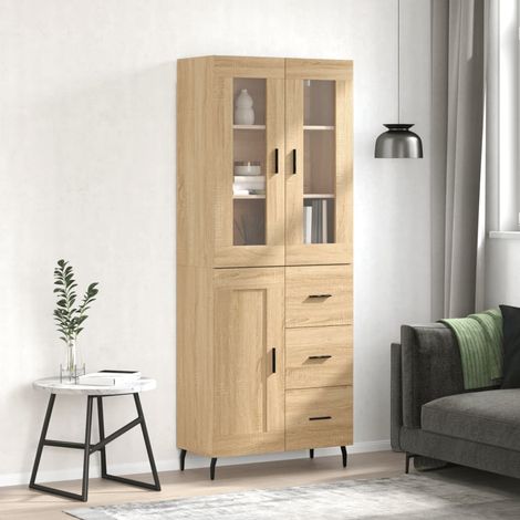 Aparador alto madera contrachapada color roble 69,5x34x180 cm (1/4)