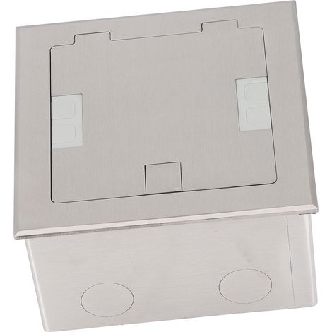 Boîtier de prise de sol encastré étanche en acier inoxydable, prise plate 16 A, 2 prises universelles, 3 trous, port réseau USB, couleur argent (1/5)